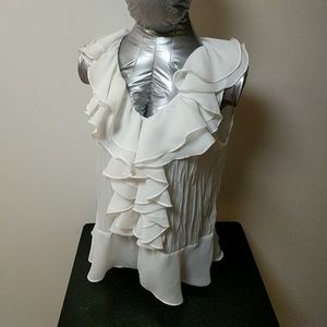 Crinkle chiffon ruffled blouse S